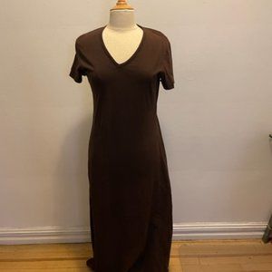 Aspesi Basic Long Short Sleeve V-neck T-shirt dress